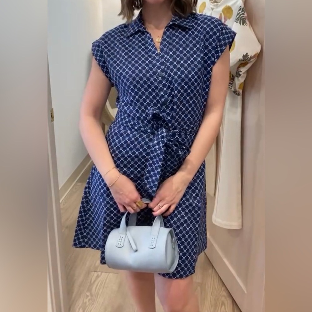 Draper James Navy Blue Patterned Women's Dress